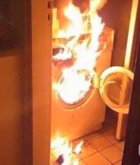 Dryer on fire - clogged vent hazard